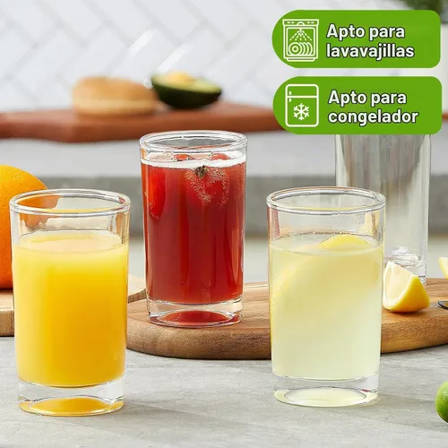 Vista 2 de Mfacoy Juego de 6 vasos de jugo pequeños, vasos de vidrio de 5.5 onzas, juego de vasos pequeños de base pesada, vasos transparentes, vasos tipo shot