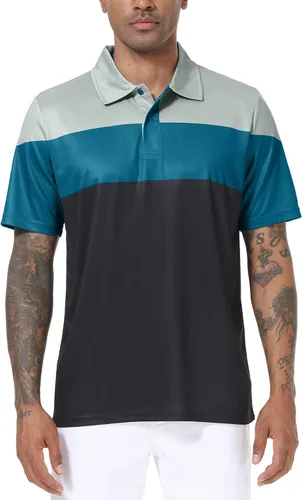 Vista 2 de Polo de golf para hombre grande y alto, ajuste seco, manga corta, impresión, rendimiento que absorbe la humedad, polo deportivo M-7XL