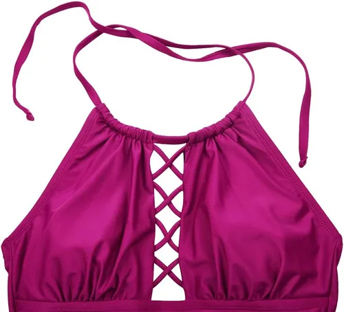 Vista 7 de Firpearl Traje de baño de una pieza para mujer, cuello alto, fruncido, control de abdomen