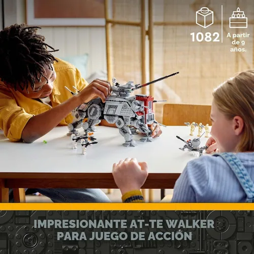 Vista 2 de LEGO Star Wars at-TE Walker 75337 Juguete posable, juego de La venganza de los Sith, regalo para niños con 3 soldados clon 212, araña enana