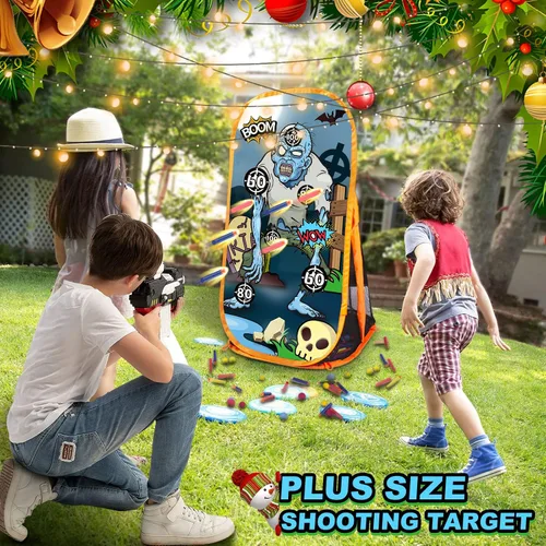 Vista 7 de Quanquer Pistola de espuma de juguete, objetivo de práctica de disparo, compatible con pistolas de juguete Nerf, juego de disparos de zombies