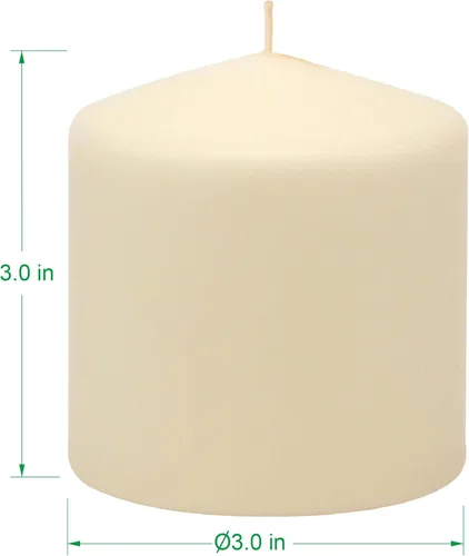 Vista 2 de Stonebriar Paquete de 3 Velas Pilares Altas de 3 x 3 Pulgadas de Cera de Marfil Sin Perfume con 18 Horas de Combustión