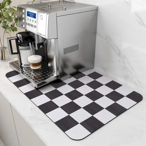 Vista 20 de AMOAMI Tapete de café absorbente con parte trasera de goma para secar platos para encimera de cocina, accesorios de bar para debajo de la cafetera
