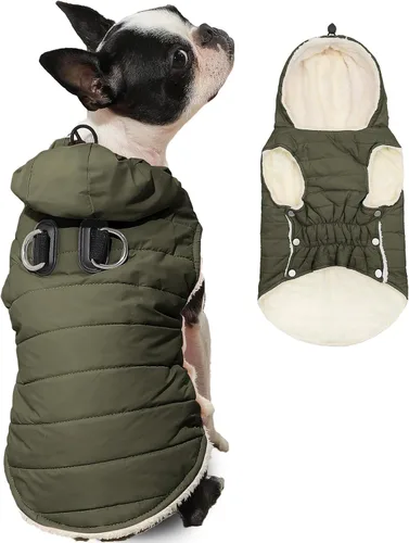 Vista 14 de vecomfy - Sudadera con capucha para perro, forro polar y algodón, extra cálida, para invierno, chaqueta para perro pequeño, abrigos con capucha