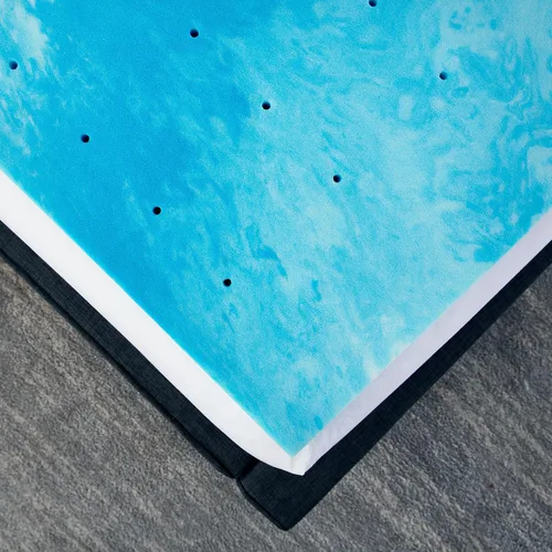 Vista 5 de Cubrecolchón de espuma viscoelástica de 3 pulgadas, espuma viscoelástica de gel refrescante, diseño ventilado, espuma certificada CertiPUR-US