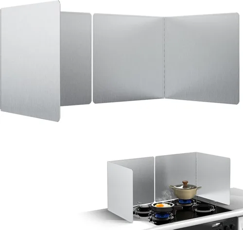 Vista 9 de Protector contra salpicaduras de cocina de 16 x 12 pulgadas, 2 unidades, panel plegable de acero inoxidable con protección de bordes, aislamiento