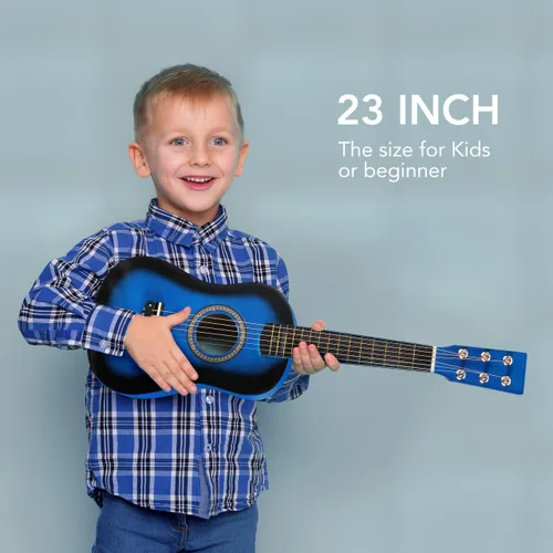 Vista 6 de Toddmomy Guitarra acústica pequeña de 23 pulgadas, instrumento popular de 6 cuerdas para niños, juguete de aprendizaje de música para principiantes