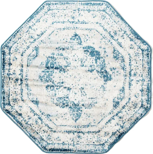 Vista 13 de Unique Loom, colección Sofía - Alfombra de la colección Salle Garnier (4' 1" x 6' 1", turquesa/azul, rectangular)