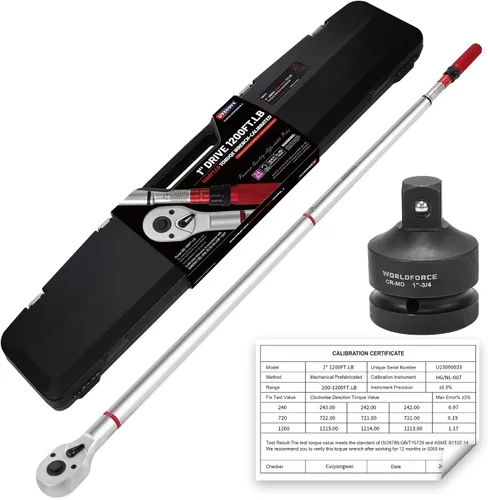 Vista 8 de Llave dinamométrica de clic de 1/2 pulgada 10-170 FT-LB/13.6-230.5N.M, precisión de ±3%, llave dinamométrica profesional de clic de doble dirección