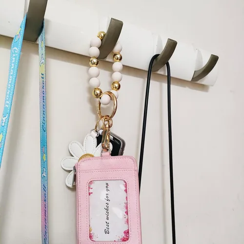 Vista 9 de Llavero de silicona con cuentas para mujer, pulsera elástica para llavero