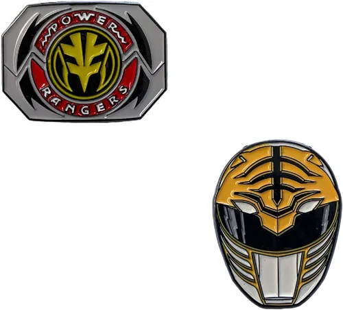 Vista 6 de Power Rangers Juego de 2 pines esmaltados con licencia oficial de Tommy White Ranger