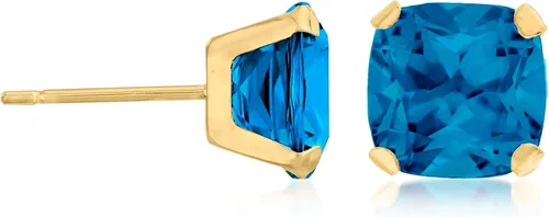 Vista 3 de Ross-Simons Pendientes de tuerca Martini de topacio azul Londres de 4,10 quilates en oro amarillo de 14 quilates