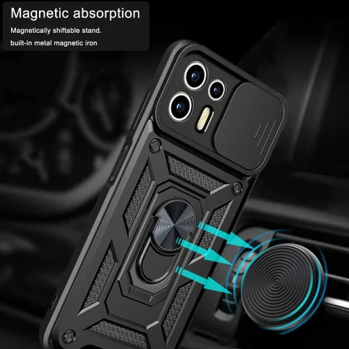 Vista 7 de CCSmall Para Motorola Edge 20 Lite Case Slide Camera Cover SJ Negro