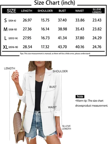 Vista 6 de AUTOMET Blazer casual de negocios para mujer, con frente abierto, manga larga, para trabajo, oficina, chaqueta de otoño a la moda 2023