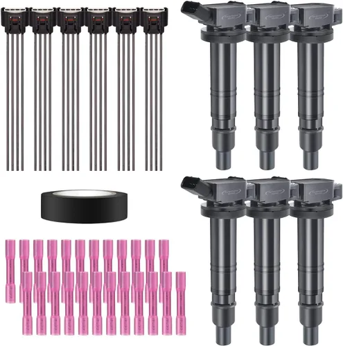 Vista 29 de Juego de 4 bobinas de encendido y arnés de cableado con conector pigtail compatible con Accord Odyssey Acura Saturn 3.0L 3.2L 3.5L V6 C1221 UF242