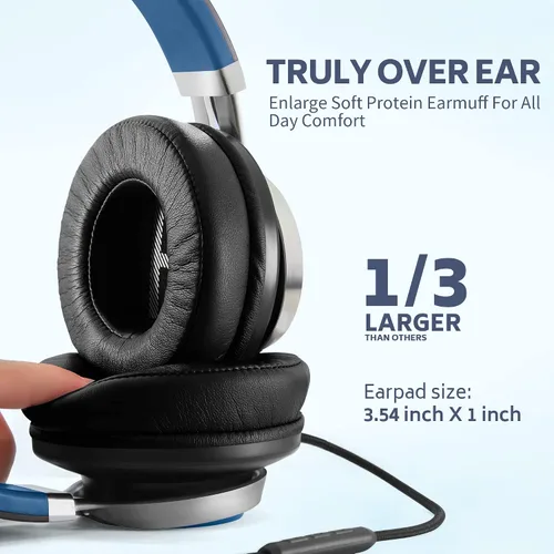 Vista 2 de AC01 auriculares de diadema con cable, auriculares pasivos con aislamiento de ruido, auriculares estéreo con cable con micrófono y control