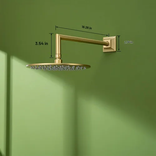 Vista 4 de SE91078-16BG - Brazo de ducha con brida, acero inoxidable cepillado de 16 pulgadas, brazo de extensión de cabezal de ducha montado en la pared
