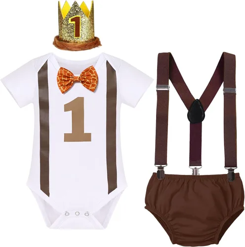 Vista 10 de IDOPIP Traje de circo para bebé niño, primer cumpleaños, pañal, pañal, diadema, sombrero, disfraz de fiesta