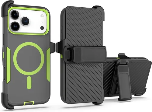 Vista 33 de Funda diseñada para iPhone 16 Pro, magnética, doble protección, resistente y duradera, compatible con MagSafe, clip trasero desmontable, a prueba