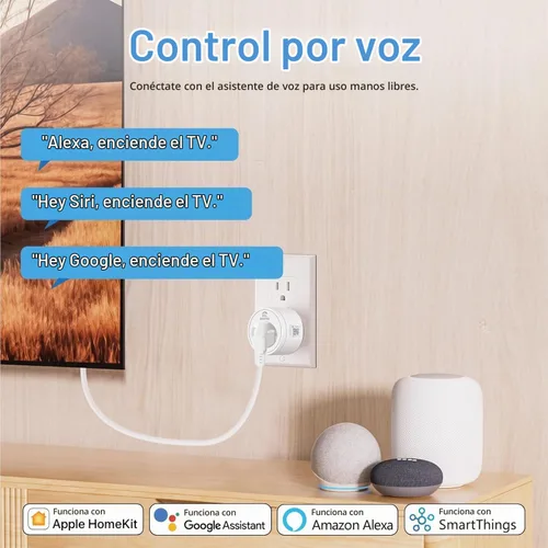 Vista 6 de EIGHTREE Matter Smart Plug, compatible con Homekit, requiere hub, enchufes inteligentes que funcionan con Alexa, Siri y Google Home, enchufe WiFi