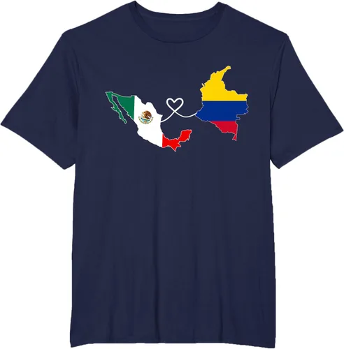 Vista 59 de Camiseta Half Colombian Half Mexican Flag Map DNA Mexico Colombia