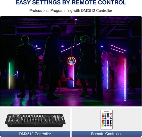 Vista 5 de Barra de luz de lavado de escenario para DJs: luces de lavado de pared RGBW de 120W con LED de fondo RGB - Control remoto IR APP y control DMX