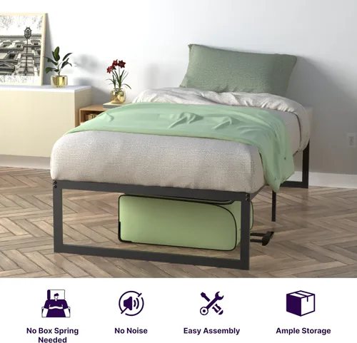 Vista 7 de NapQueen Alpha - Marco de cama de plataforma de metal resistente de 14 pulgadas, fácil montaje, resistente y soporta hasta 2800 libras