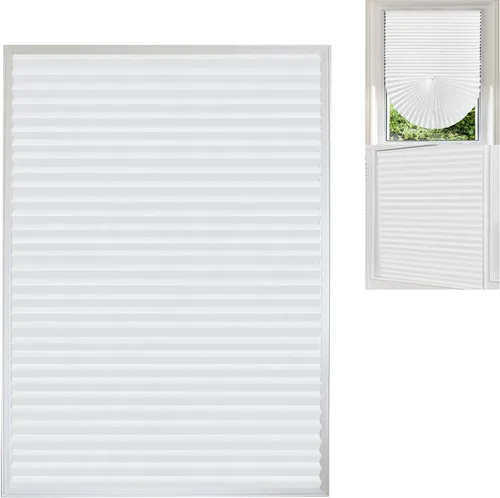 Vista 8 de Persianas de papel plisadas opacas adhesivas, impermeables y fáciles de cortar, persianas de bloqueo solar para ventanas, sin taladro, sin