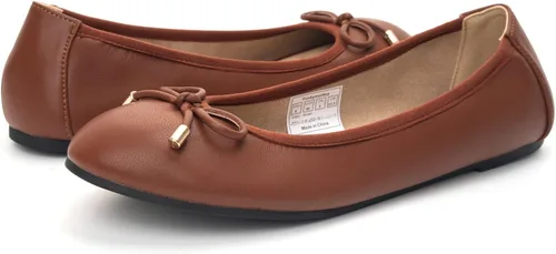 Vista 4 de FUNKYMONKEY Zapatos planos de ballet para mujer, estilo casual, sin cordones, con lazo y punta redonda