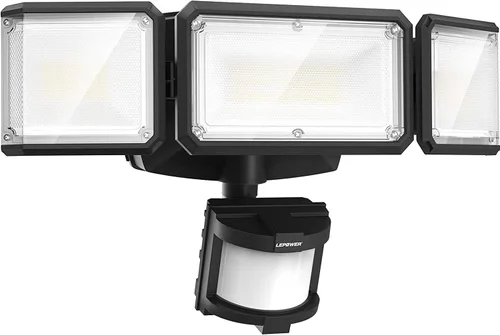 Vista 10 de LEPOWER Luz de inundación LED alimentada por batería para exterior, 1500 lm, luces de seguridad con sensor de movimiento, IP65 resistente al agua