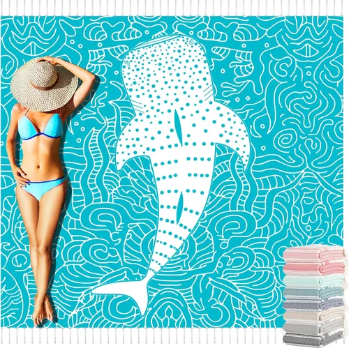 Vista 18 de Yongoes Toalla de Playa Turca de Gran Tamaño Manta de Algodón Gigante XL Toallas Resistentes a la Arena Enorme Lino XXL Extra Grande Grandes Mantas