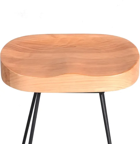 Vista 4 de Juego de 2 taburetes de bar modernos, sillas de comedor estilo rústico retro americano, taburete de bar corto de madera de mediados de siglo