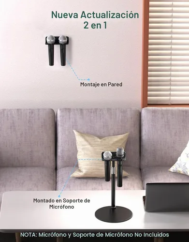 Vista 2 de [Actualización 2026] Soporte de micrófono múltiple para soporte de micrófono, organizador de almacenamiento para micrófonos dinámicos e inalámbricos
