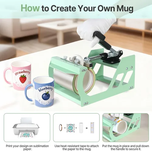 Vista 8 de Máquina de prensa de calor Slendor 12x15 pulgadas, máquina de prensado digital de 360 grados 5 en 1 para camisetas, tazas, sombreros, placas