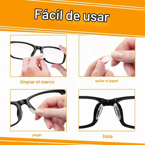 Vista 4 de Almohadillas de silicona para la nariz, adhesivas, hipoalergénicas, para lentes y lentes de sol, 12 pares