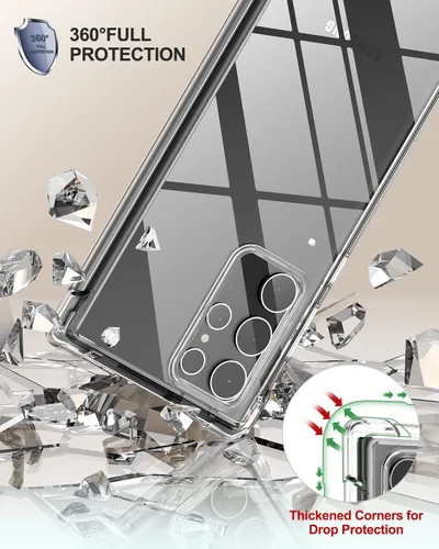 Vista 6 de SURITCH Funda Transparente para Samsung Galaxy S22 Ultra de 6.8" (Solo), [Protector de Pantalla Integrado] Carcasa Protectora de Cuerpo Completo