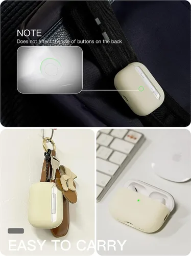 Vista 6 de Funda de silicona líquida para AirPods Pro 2 (2023/2022), funda rígida híbrida protectora de triple capa a prueba de golpes, compatible con AirPods
