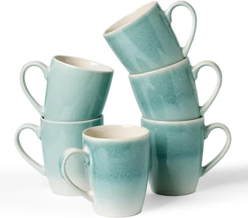 Vista 32 de Juego de Tazas de Café Famiware, Juego de 4 Tazas de 13 oz, Tazas de Gres para Café con Leche, Té Caliente, Mocha, Cacao, Capuchino, Aptas