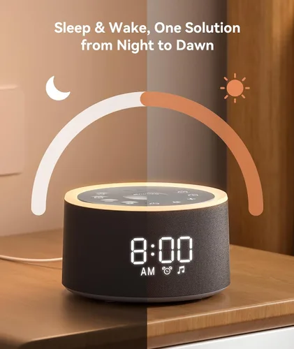 Vista 7 de Máquina de sonido Dreamegg D1+ y reloj despertador - Máquina de sonido para dormir, máquina de ruido blanco con 29 sonidos relajantes, luz nocturna