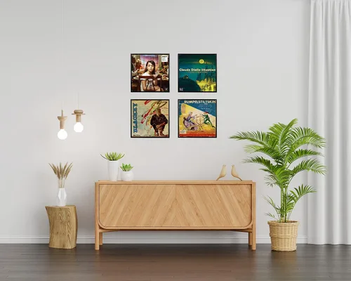 Vista 5 de Marco de álbum de grabación, paquete de 6, marco brillante de 12.5 x 12.5 pulgadas de alto, hecho para mostrar portadas de álbumes de vinilo LP, se