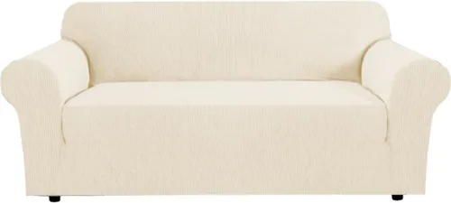 Vista 33 de H.VERSAILTEX Funda elástica para sofá, fundas suaves para muebles de 3 cojines, con tela jacquard gruesa a cuadros con parte inferior elástica, sofá