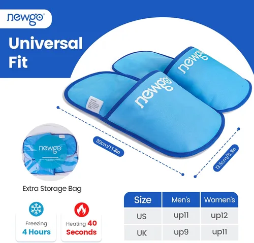 Vista 5 de NEWGO Pantuflas de hielo para pies para fascitis plantar y neuropatía, aptas para HSA o FSA, paquete de 2 pantuflas de hielo de gel para cirugía