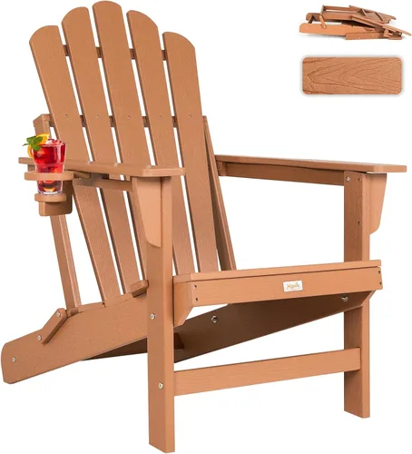Vista 15 de Silla Adirondack plegable de gran tamaño, silla para hogueras de HDPE Negro