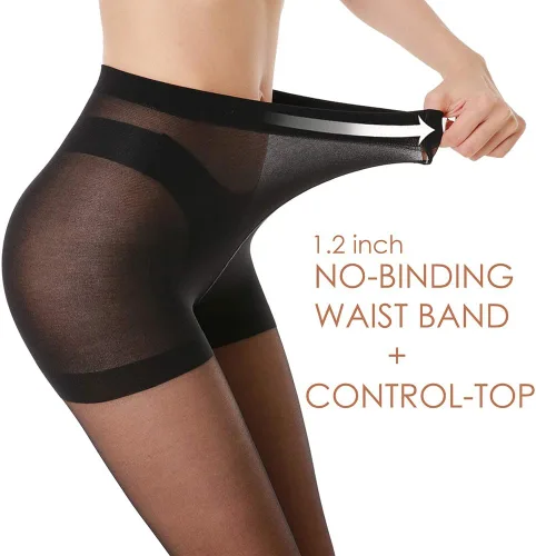 Vista 3 de 3 pares de medias transparentes para mujer Control superior 20D para las medias, con dedos reforzados