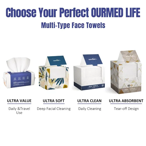 Vista 10 de Ourmed Life Toallas faciales desechables biodegradables limpias para piel sensible, paños faciales sin pelusa para removedor de maquillaje, cuidado