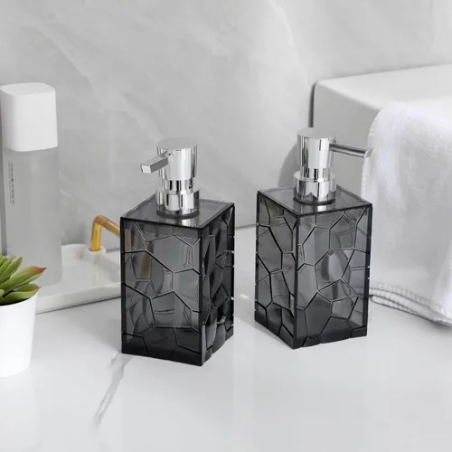 Vista 2 de Dispensador de Jabón de Manos, Botellas de Bomba Líquida de Plástico Acrílico Transparente Recargables Dispensador de Loción para Decoración de Baño