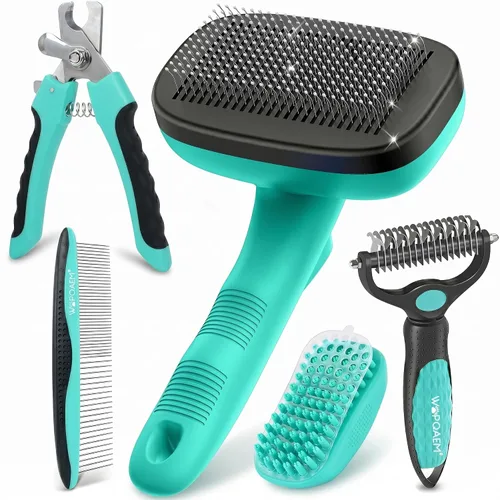 Vista 12 de Kit de 5 cepillos de aseo para perros, desprendimiento para gatos y perros de pelo largo Negro 5 piezas.