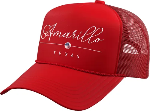 Vista 8 de Amarillo Texas TX on Amarillo Trucker Hat with Adjustable Mesh Back