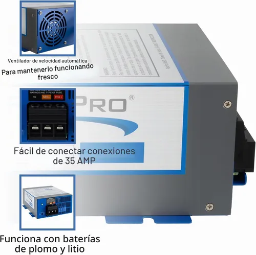 Vista 4 de RecPro - Convertidor de energía RV de 35 amperios y cargador de batería Carga de 4 etapas