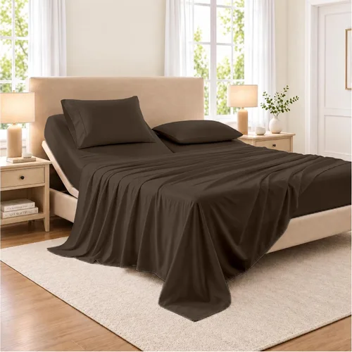 Vista 40 de SGI bedding Sábana Queen de 28 pulgadas con cabecera flexible y parte superior dividida, 100% algodón egipcio - 600 número de hilos, sábanas de 01